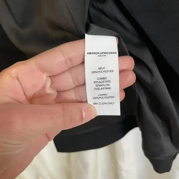 Amanda Uprichard black blazer with satin lapel and pockets. Size M - Picture 5 of 7